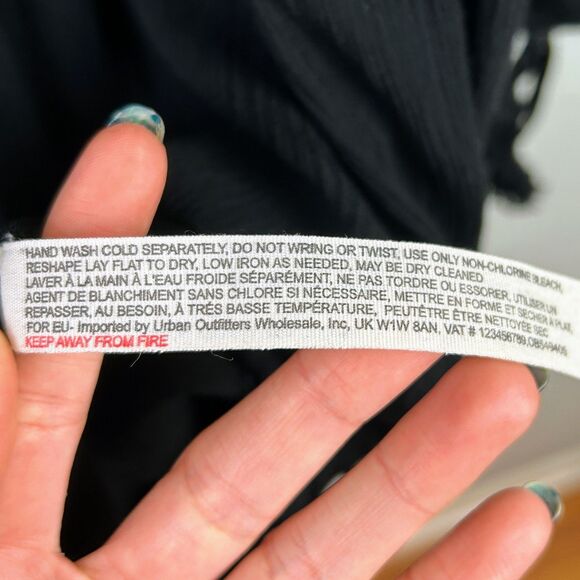 Free People Feelin Moody Mini Dress Black Long Sleeve Flowy Boho Whimsigoth S - Picture 14 of 15